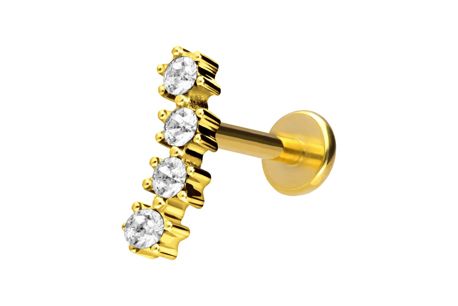 Titan Labret Piercing mit Push Fit 4 EINGEFASSTE KRISTALLE